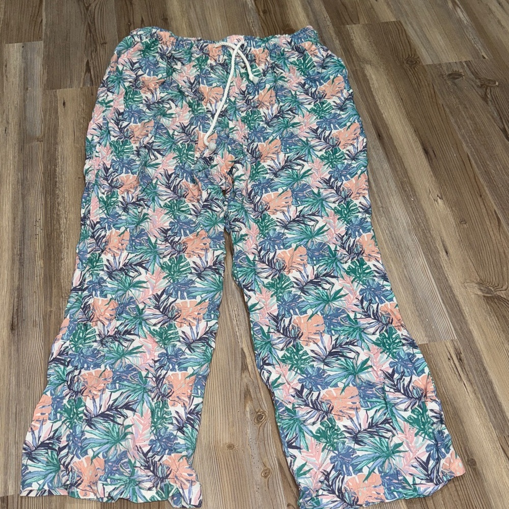 Tropical Print Drawstring Pants